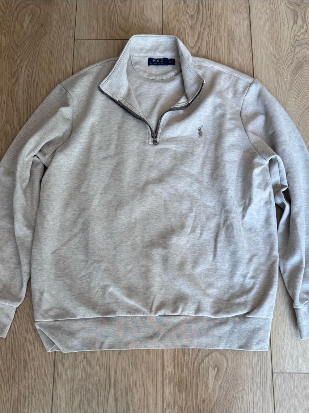 Polo Ralph Lauren 1/4 Zip Pullover Men's XL Beige Heather Pony Logo Sweatshirt